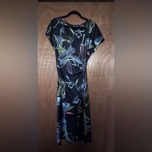 Zara Black Dress with Multicolor Floral Design